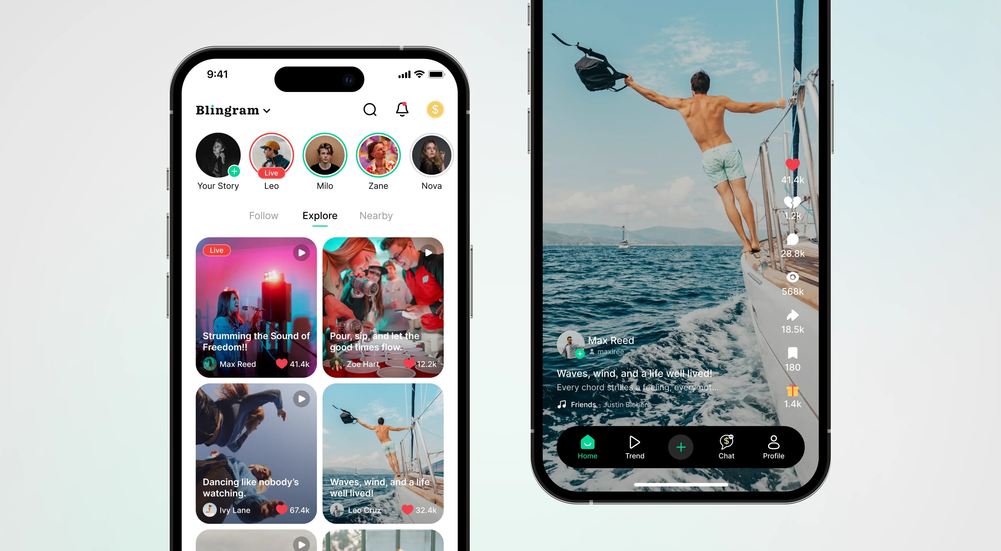 Blingram — Feed and Video Experience